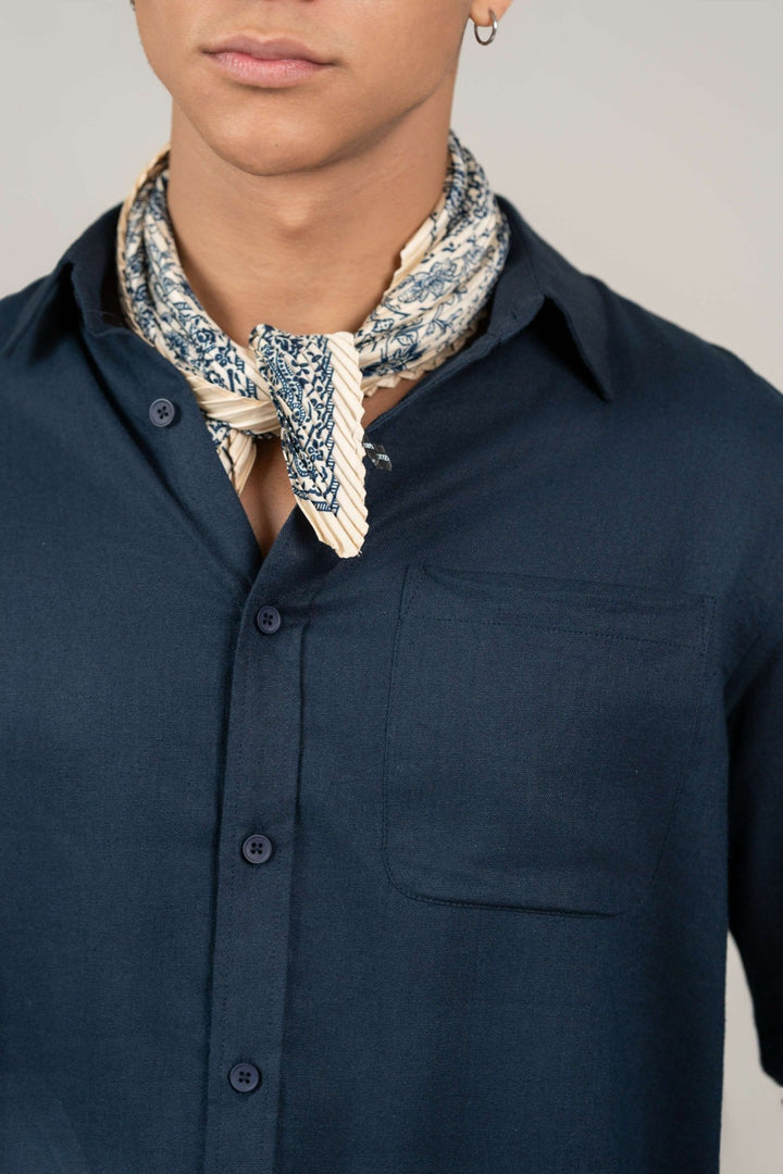 Navy Linen Full Sleeve Shirt – Regular Fit - Gimaq - The magic shuffle!