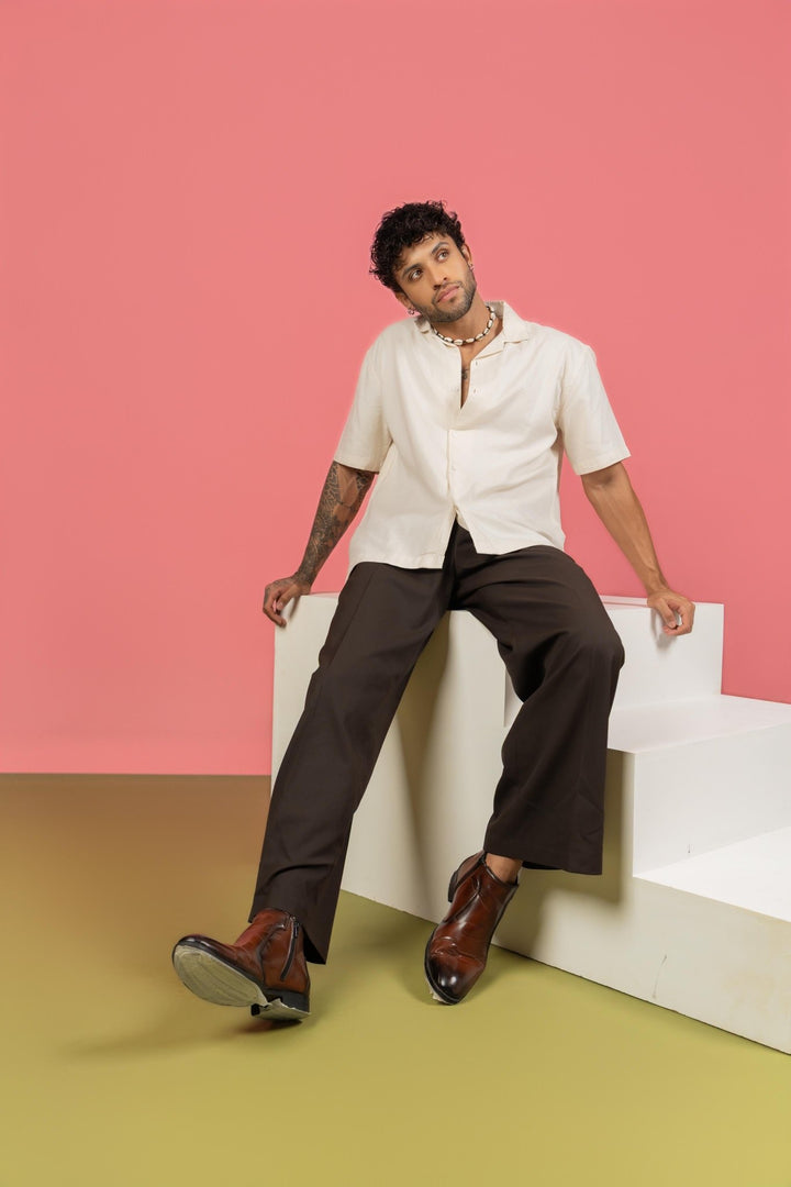 Off - White Half Sleeve Cuban Collar Shirt – Loose Fit - Gimaq - The magic shuffle!