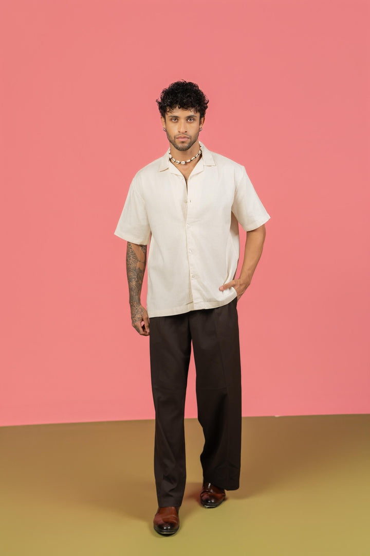 Off - White Half Sleeve Cuban Collar Shirt – Loose Fit - Gimaq - The magic shuffle!