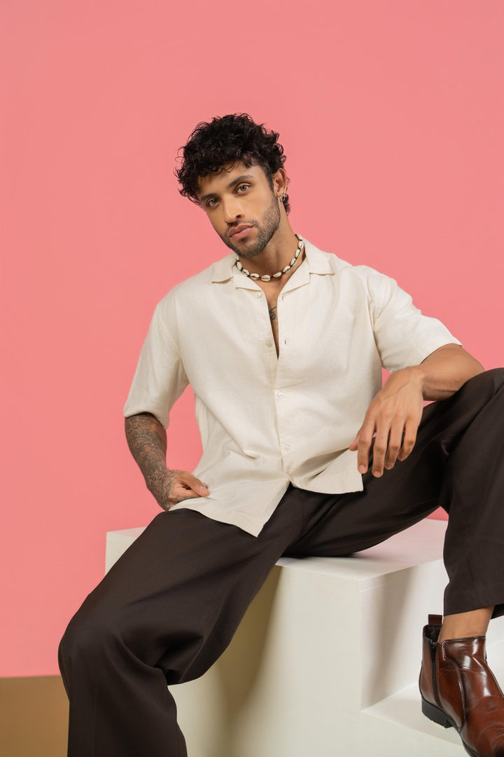 Off - White Half Sleeve Cuban Collar Shirt – Loose Fit - Gimaq - The magic shuffle!