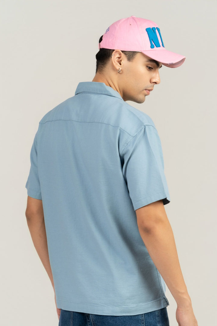 Powder Blue Half Sleeve Cuban Collar Shirt – Loose Fit - Gimaq - The magic shuffle!