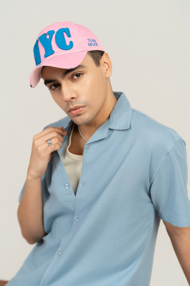 Powder Blue Half Sleeve Cuban Collar Shirt – Loose Fit - Gimaq - The magic shuffle!