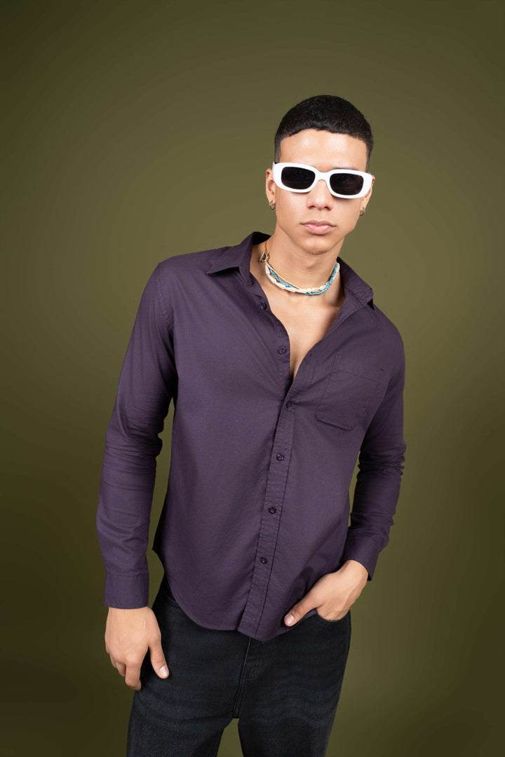 Purple Full Sleeve Cotton Shirt β Regular Fit - Gimaq - The magic shuffle!