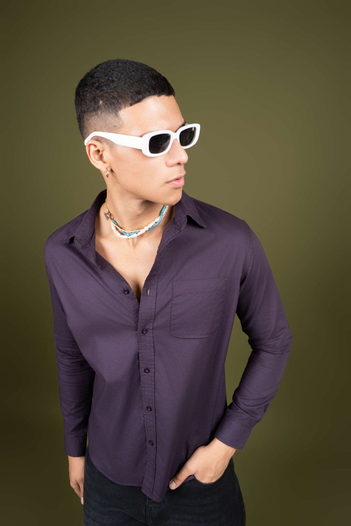 Purple Full Sleeve Cotton Shirt β Regular Fit - Gimaq - The magic shuffle!