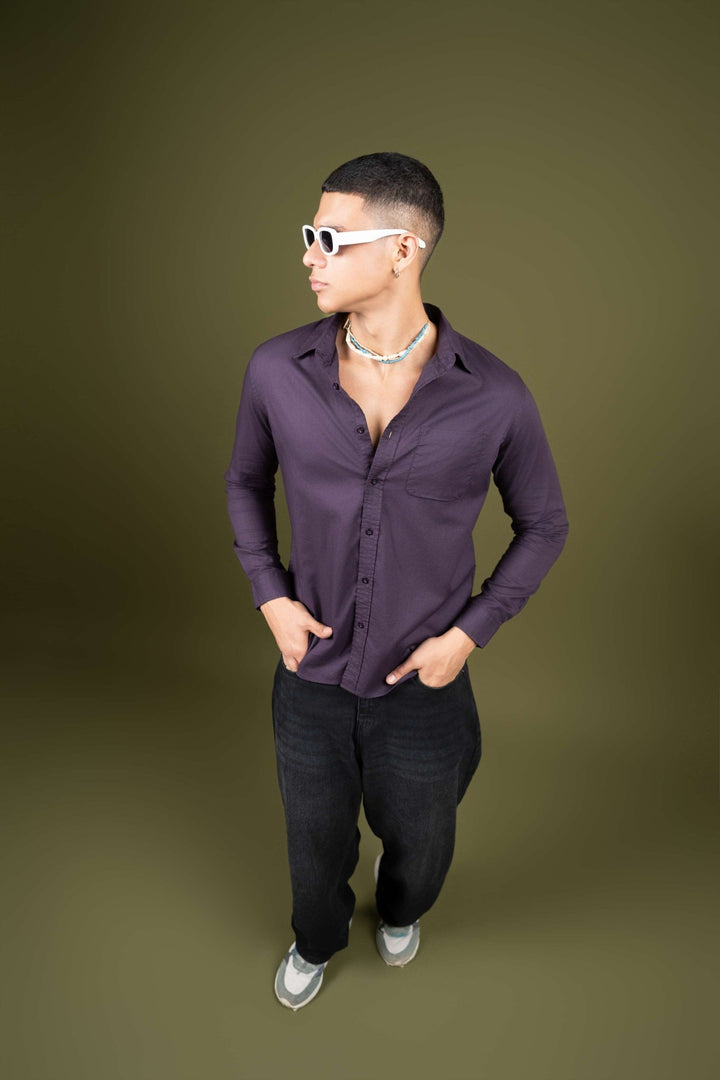Purple Full Sleeve Cotton Shirt β Regular Fit - Gimaq - The magic shuffle!