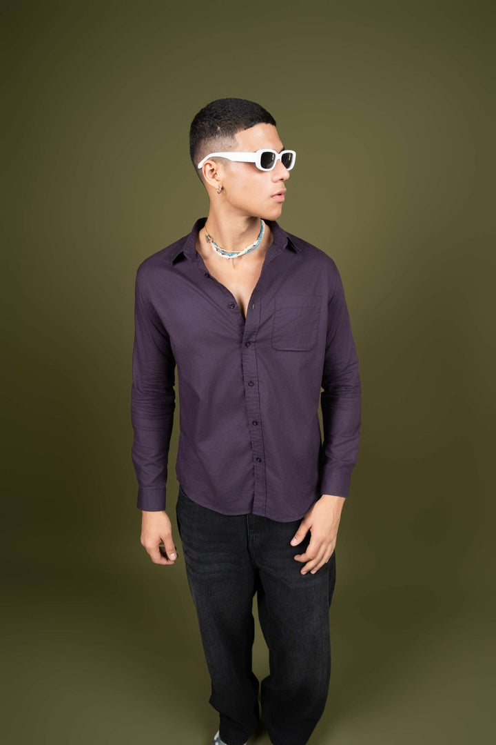Purple Full Sleeve Cotton Shirt β Regular Fit - Gimaq - The magic shuffle!
