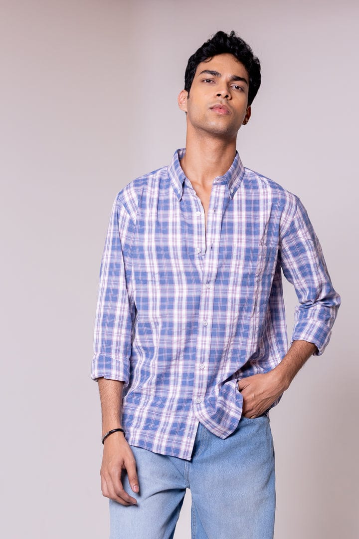 Regular Fit Blue Pink Checked Shirt - Gimaq - The magic shuffle!