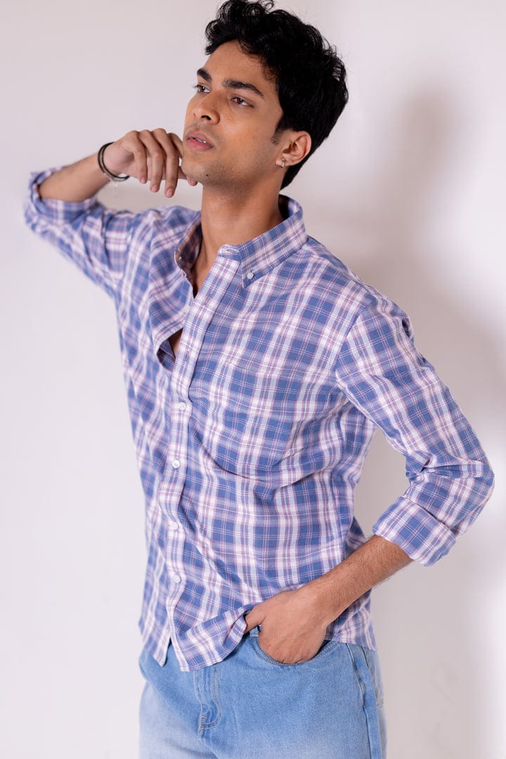 Regular Fit Blue Pink Checked Shirt - Gimaq - The magic shuffle!