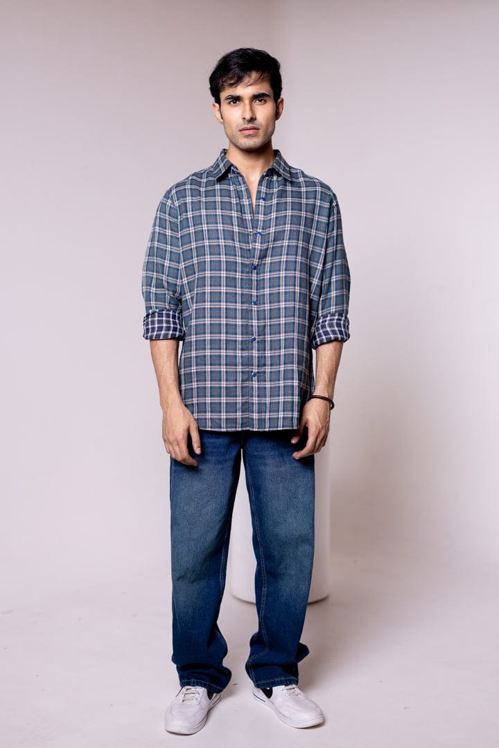 Regular fit Reversible Blue Checkered Shirt - Gimaq - The magic shuffle!