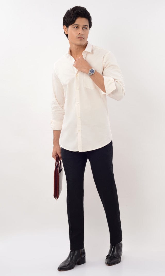 Slim Fit Full Sleeves Shirt - Beige - Gimaq - The magic shuffle!