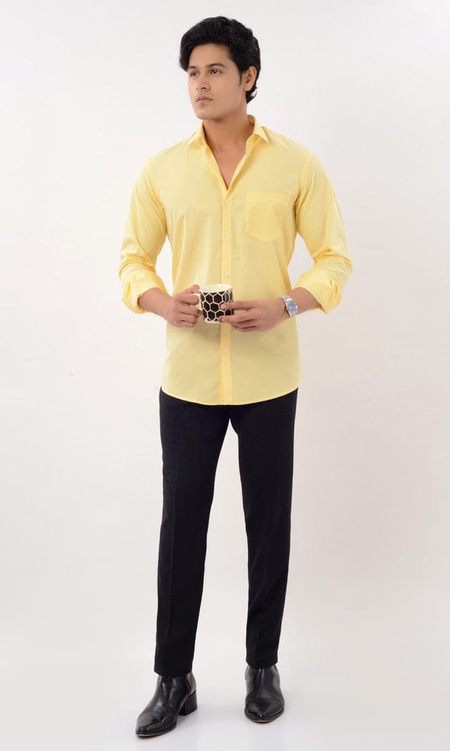 Slim Fit Full Sleeves Shirt - Yellow - Gimaq - The magic shuffle!