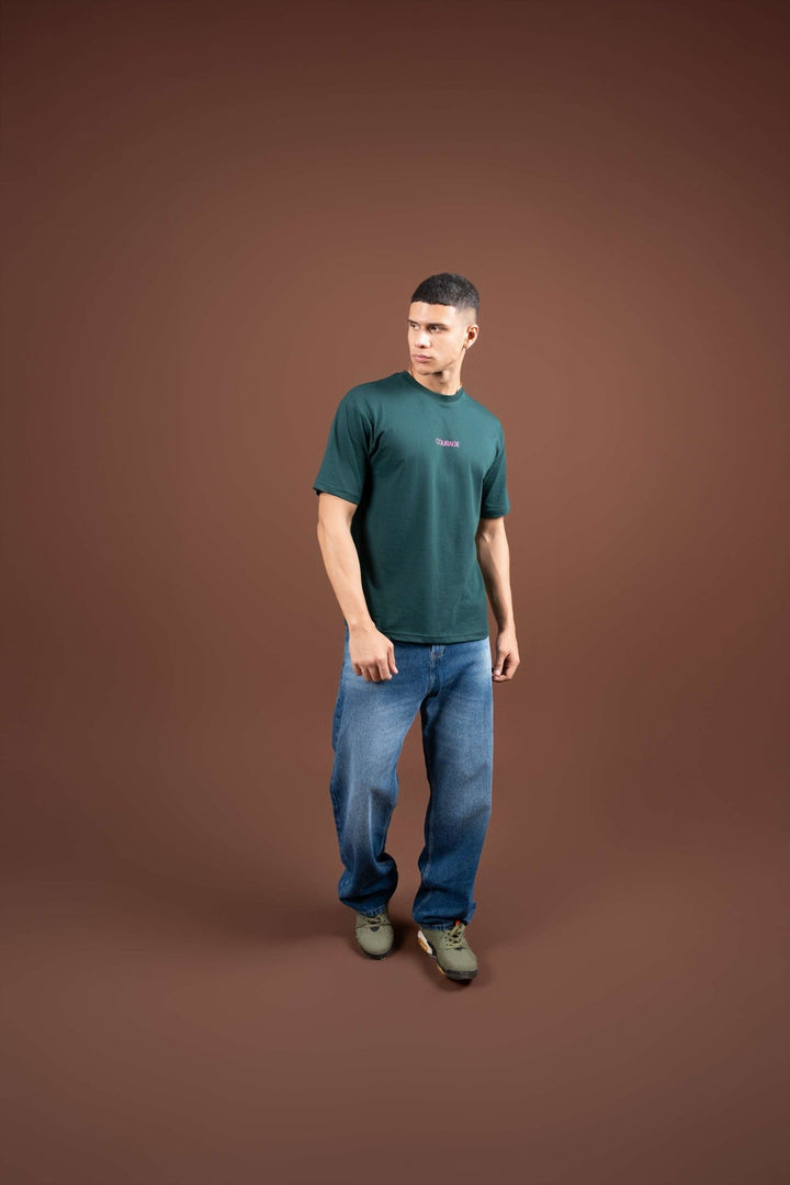Bloom Printed Oversized Tee –Dark Green - Gimaq - The magic shuffle!