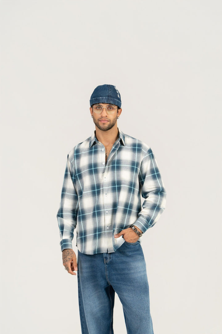 Blue Checkered Cotton Shirt – Full Sleeve, Regular Fit - Gimaq - The magic shuffle!