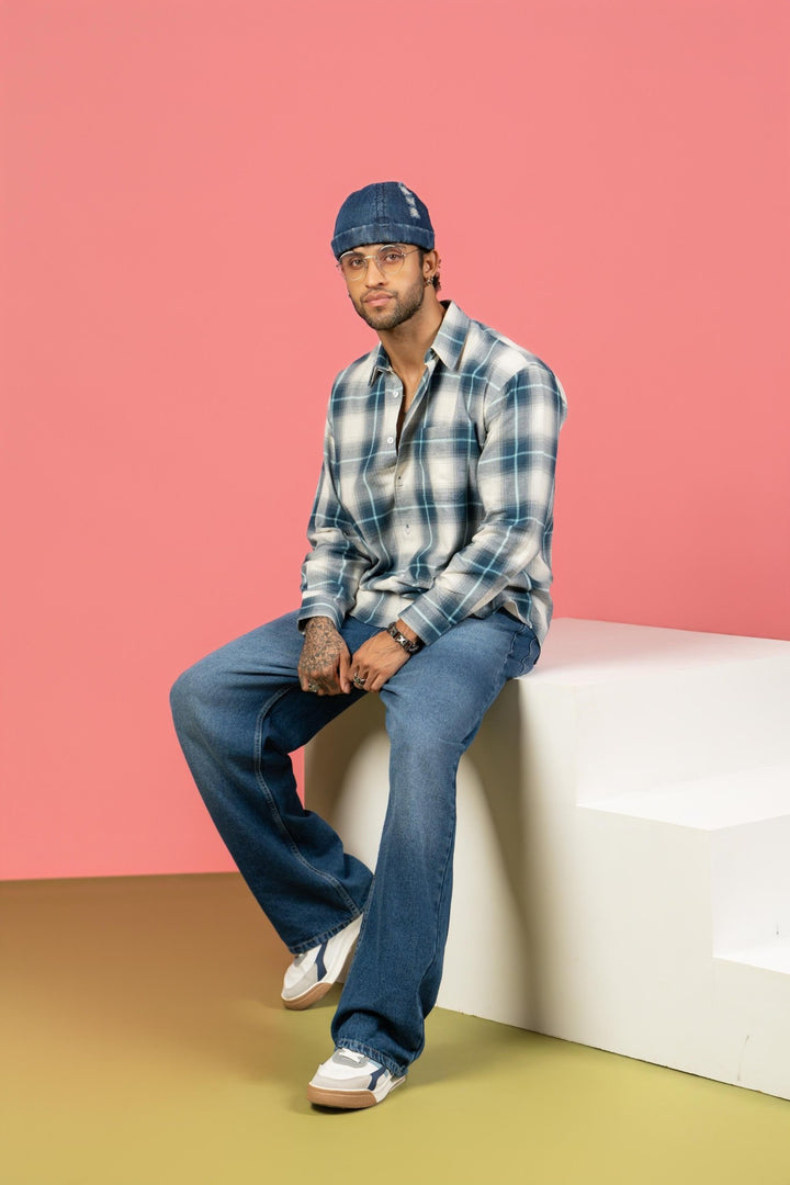 Blue Checkered Cotton Shirt – Full Sleeve, Regular Fit - Gimaq - The magic shuffle!