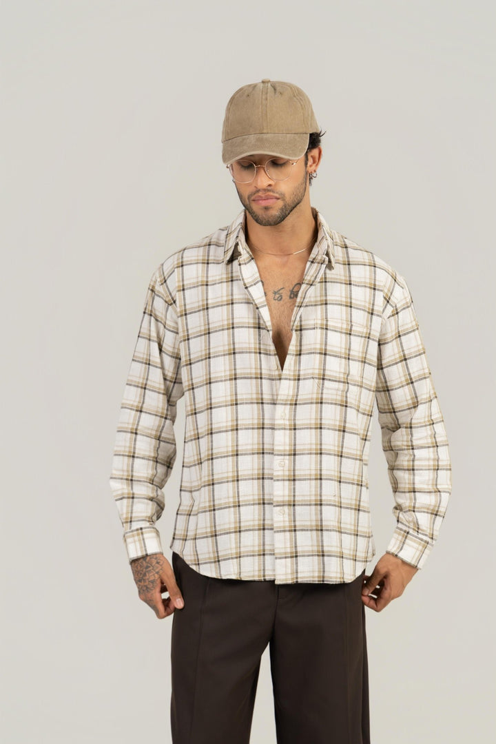 Brown Checkered Cotton Shirt – Full Sleeve, Regular Fit - Gimaq - The magic shuffle!