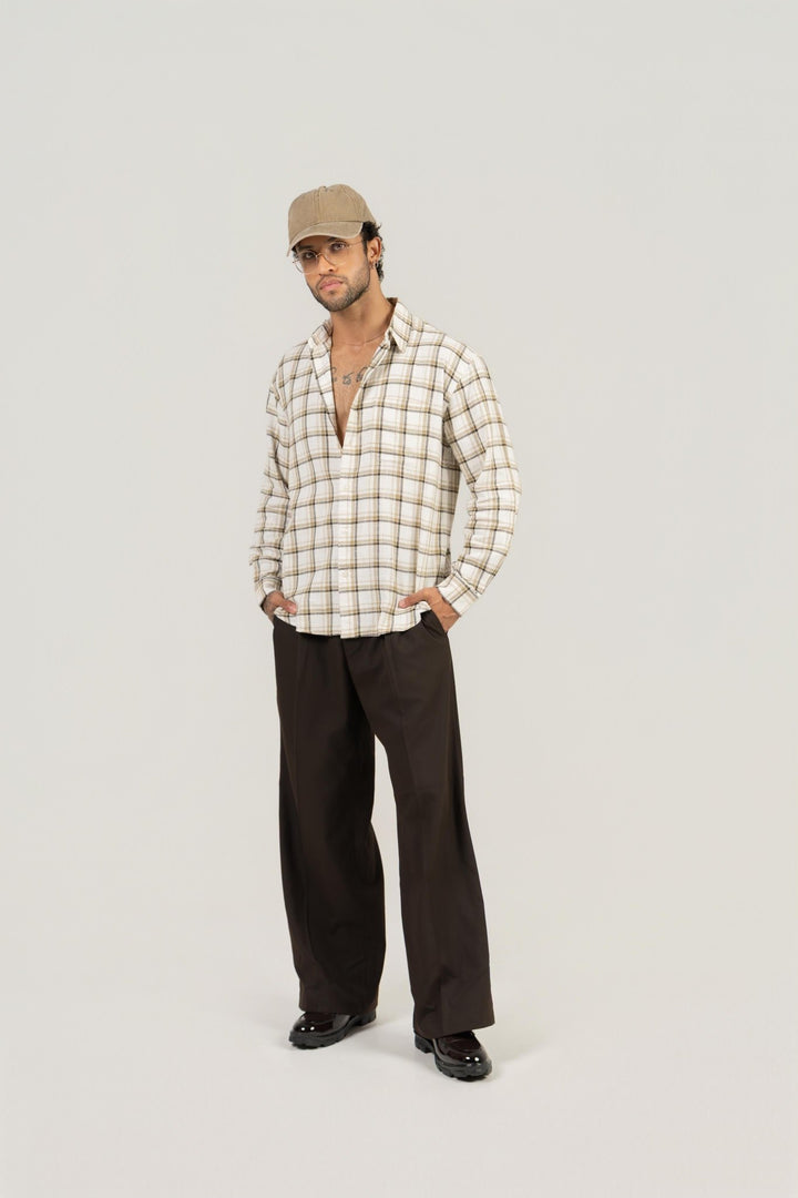 Brown Checkered Cotton Shirt – Full Sleeve, Regular Fit - Gimaq - The magic shuffle!