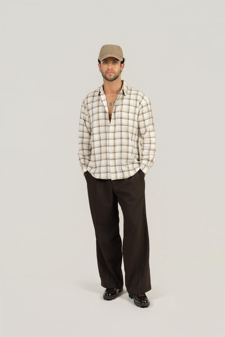 Brown Checkered Cotton Shirt – Full Sleeve, Regular Fit - Gimaq - The magic shuffle!