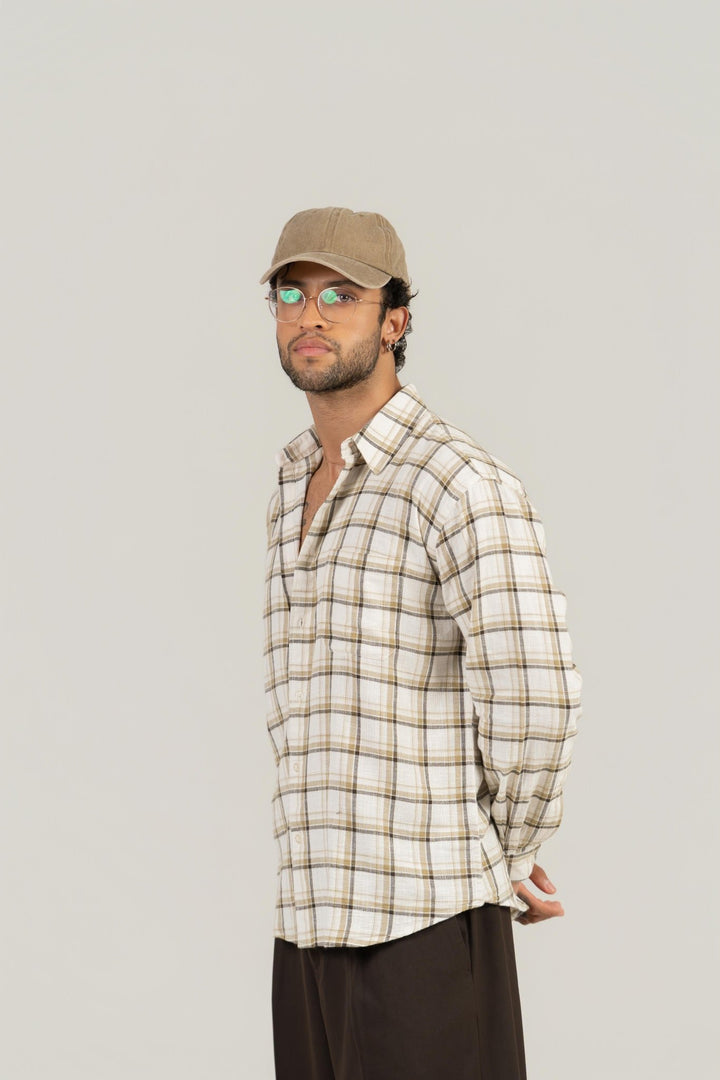 Brown Checkered Cotton Shirt – Full Sleeve, Regular Fit - Gimaq - The magic shuffle!