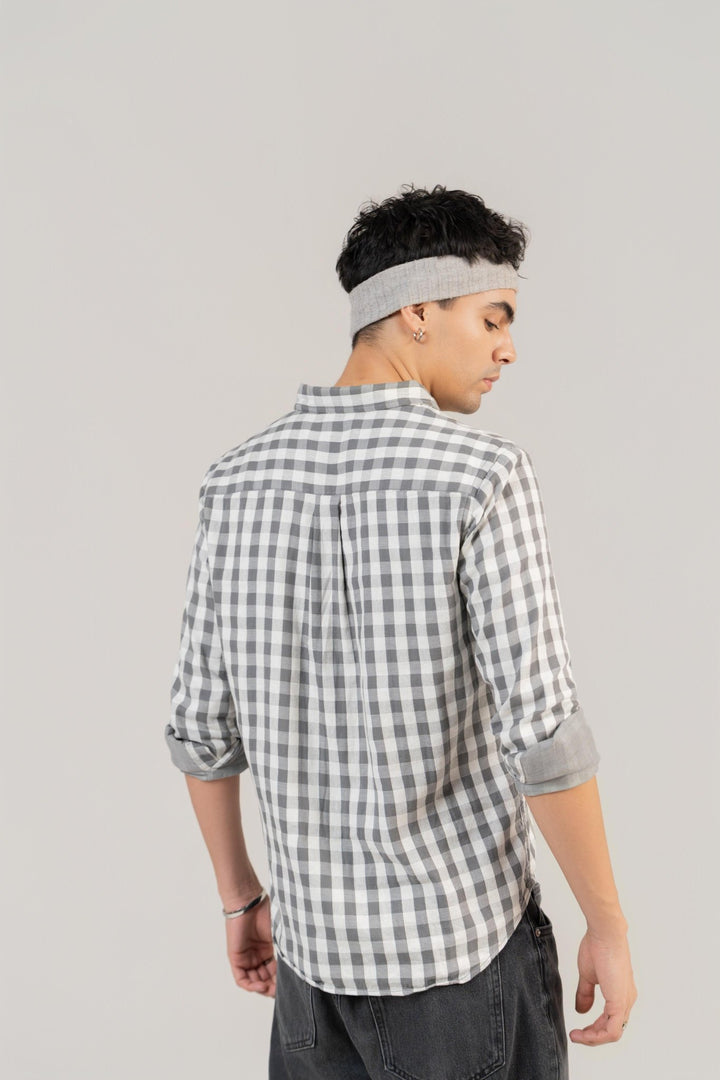 Grey Checkered Cotton Shirt – Full Sleeve, Regular Fit - Gimaq - The magic shuffle!
