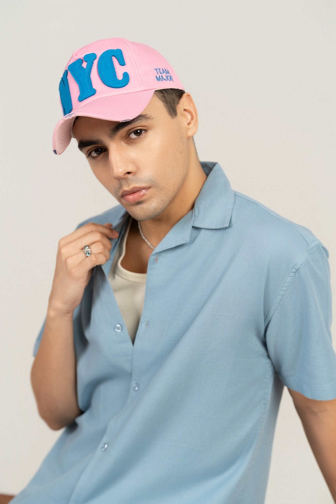 Powder Blue Half Sleeve Cuban Collar Shirt – Loose Fit - Gimaq - The magic shuffle!